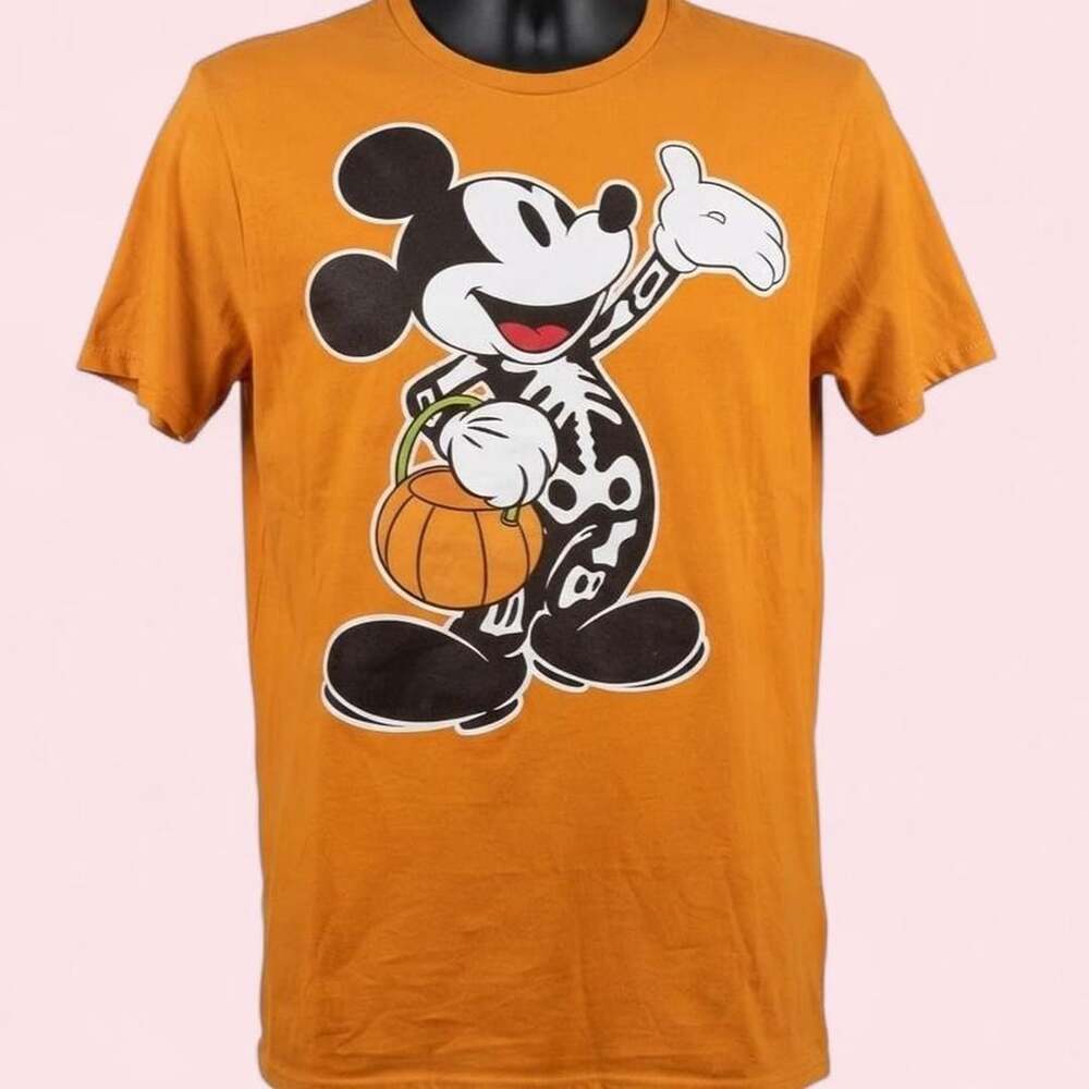 Disney Mickey Mouse Halloween Skeleton Pumpkin T-Shirt